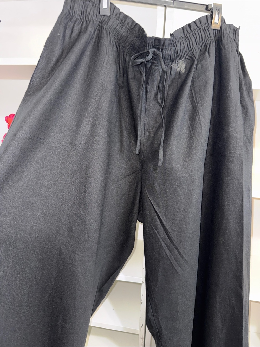 AVA & VIV BLACK LINEN WIDE LEG PANTS 3X NEW • - Picture 5 of 9